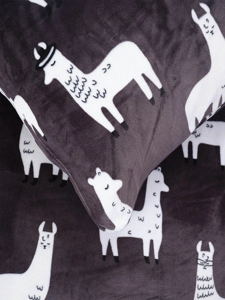 Predĺžené obliečky mikroplyš Exclusive – Lama sivé