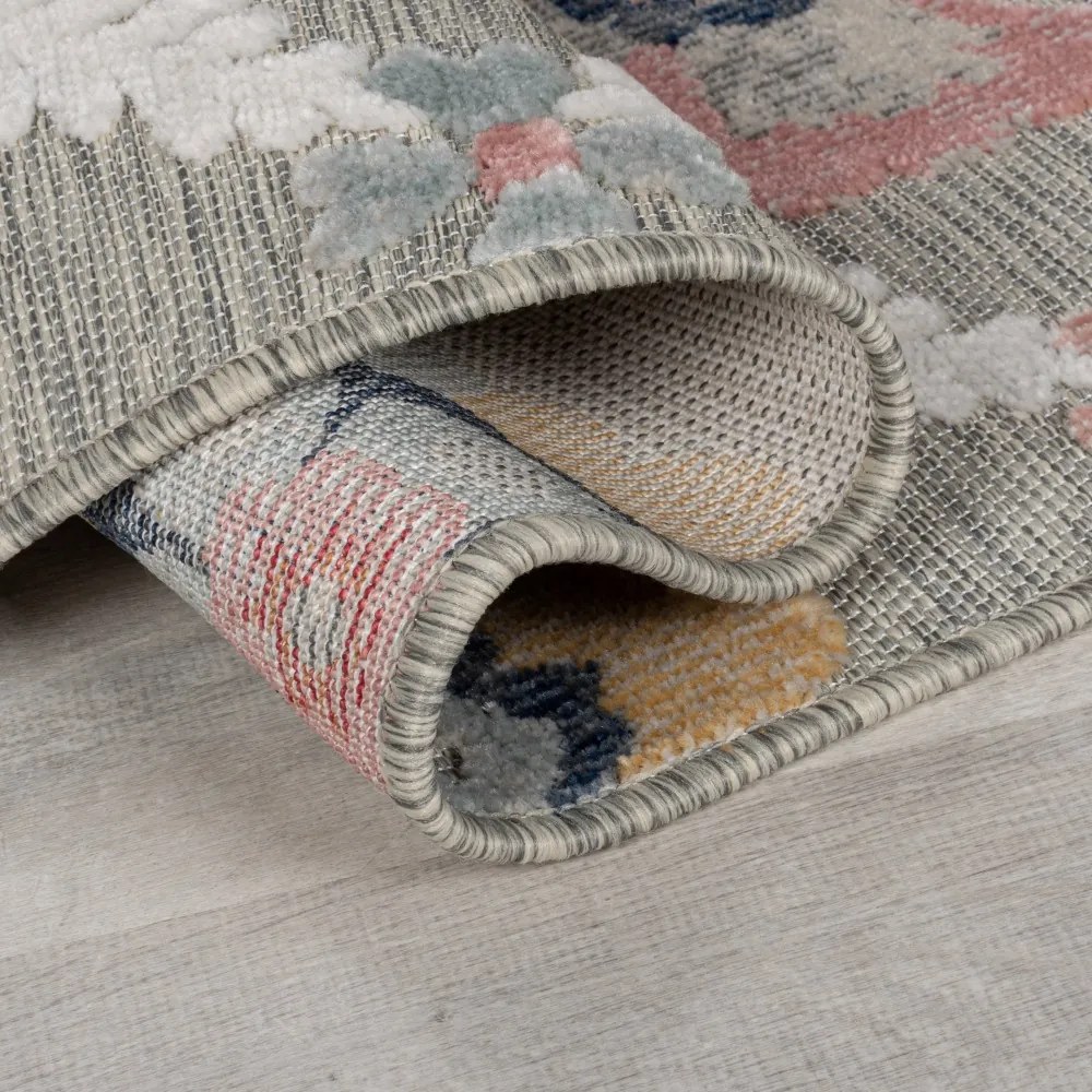 Behúň Plaza Flora Grey – na von aj na doma, 80x230, viacfarebná, chodba / predsieň, Flair Rugs