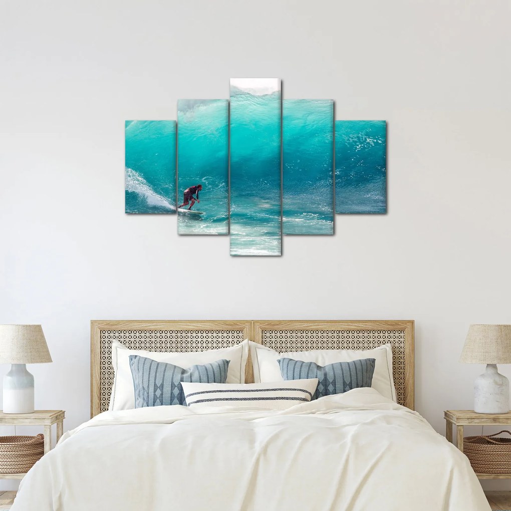 Obraz surferov vo vlnách (150x105 cm)
