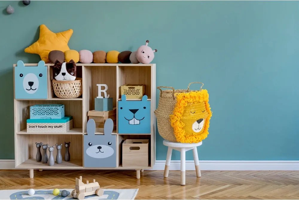 Detský kôš na hračky z morskej trávy v žlto-prírodnej farbe ø 30x28 cm Lion – Compactor