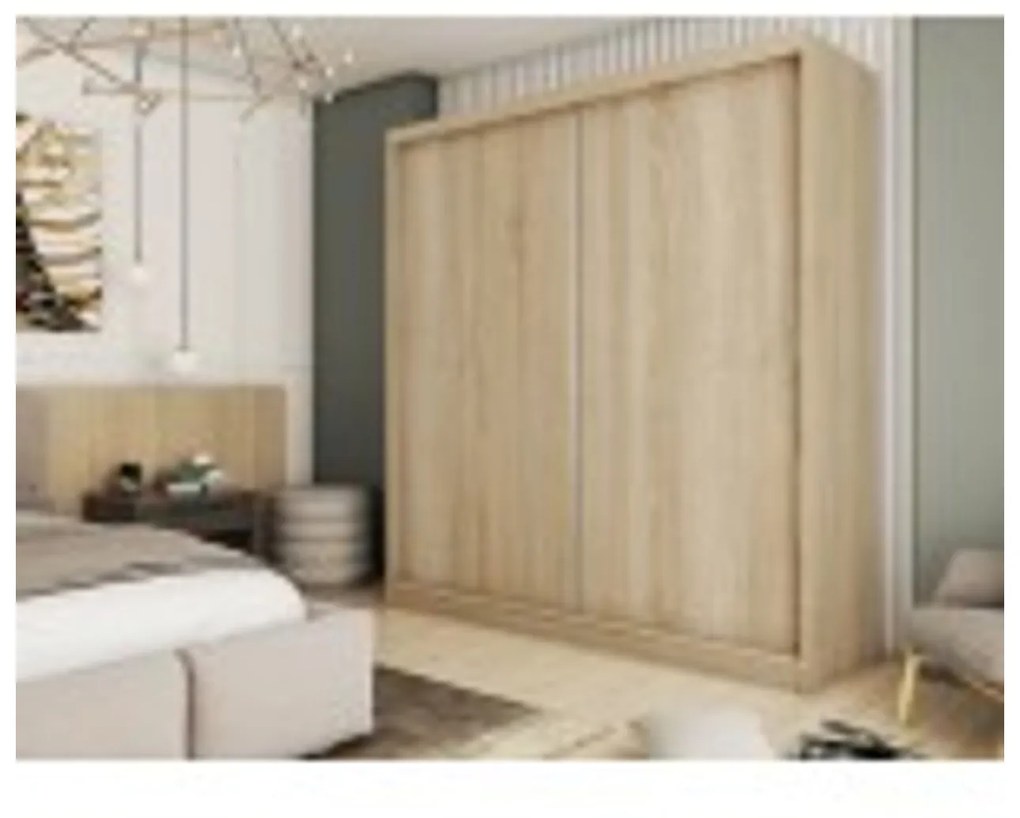 Kvalitná Šatníková Skriňa bez zrkadla 200 cm Dub artisan