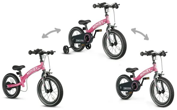 Detský bicykel Miniby 14" ružový