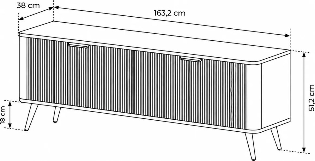 TV STOLIK TREVISO ČIERNY 163 cm