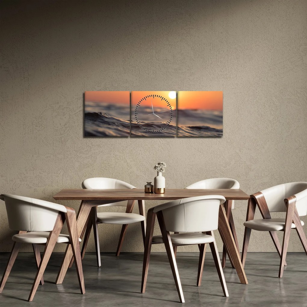 Obraz morskej vlnky (s hodinami) (90x30 cm)
