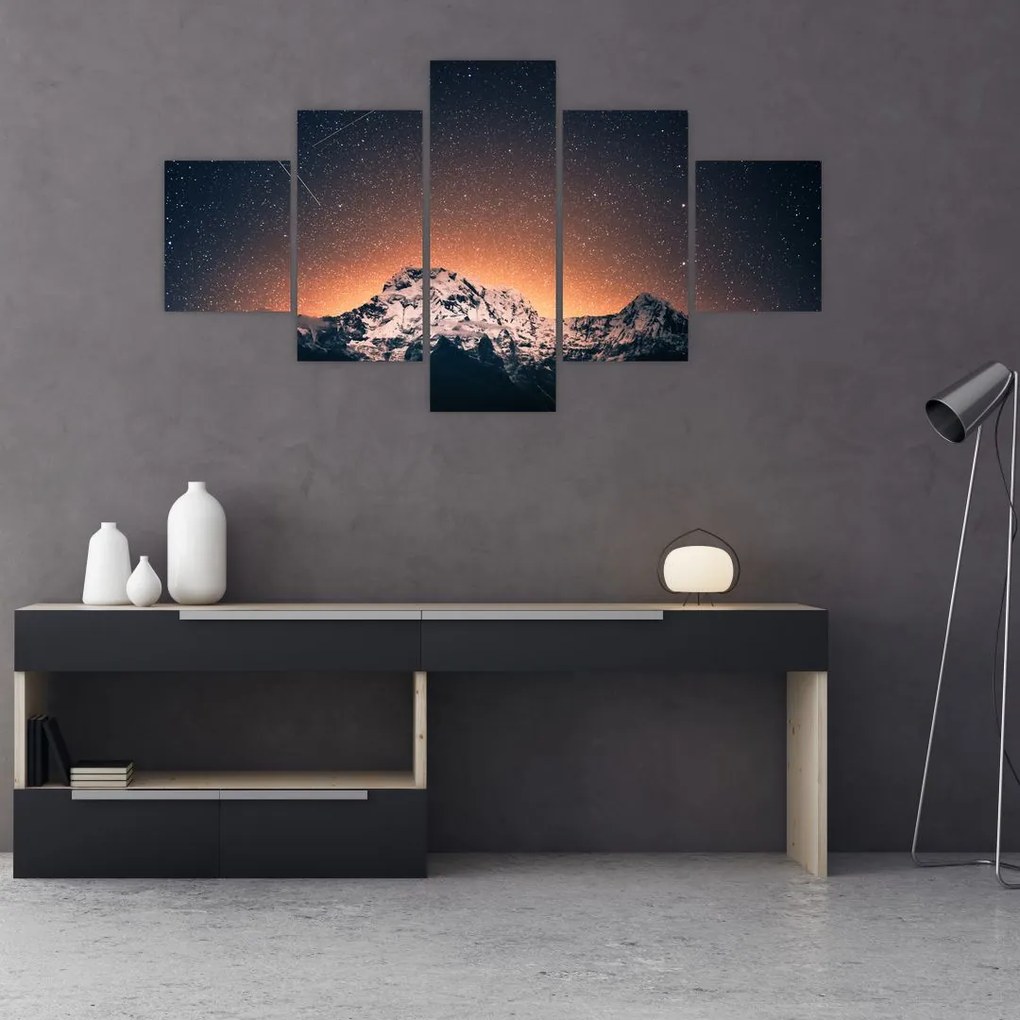 Obraz nočnej oblohy s horou (125x70 cm), 40 ďalších rozmerov