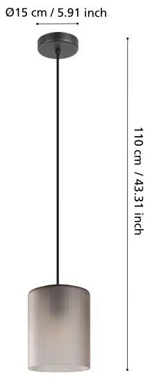 Eglo 901162 - Luster na lanku COLOMERA 1xE27/40W/230V šedá