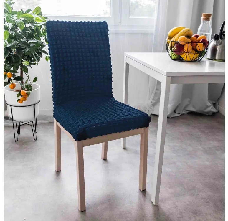 M&K Napínací poťah na stoličku s operadlom – Marco modrý 2 ks Sedadlo 44 × 44 cm  Operadlo 44 × 65 cm