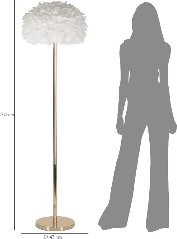 Stojacia lampa Feathers 170 cm biela/zlatá
