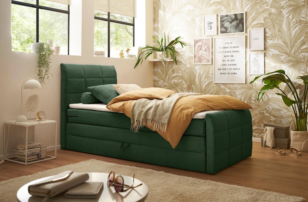 XXXLutz BOXSPRINGOVÁ POSTEĽ, 120/200 cm, olivovozelená MID.YOU - Online Only spálne - 002220045106