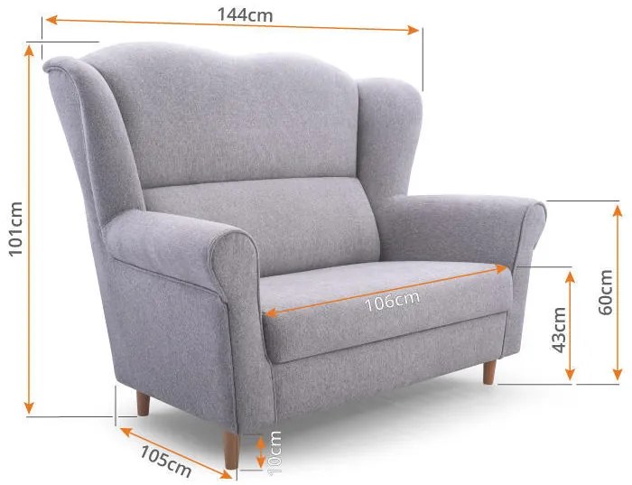 Dvoumístná pohovka LOFT 144 cm růžová