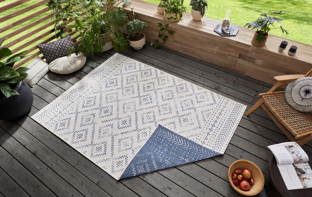 Mujkoberec Original Kusový koberec Mujkoberec Original Nora 105006 Blue Creme – na von aj na doma - 80x200 cm