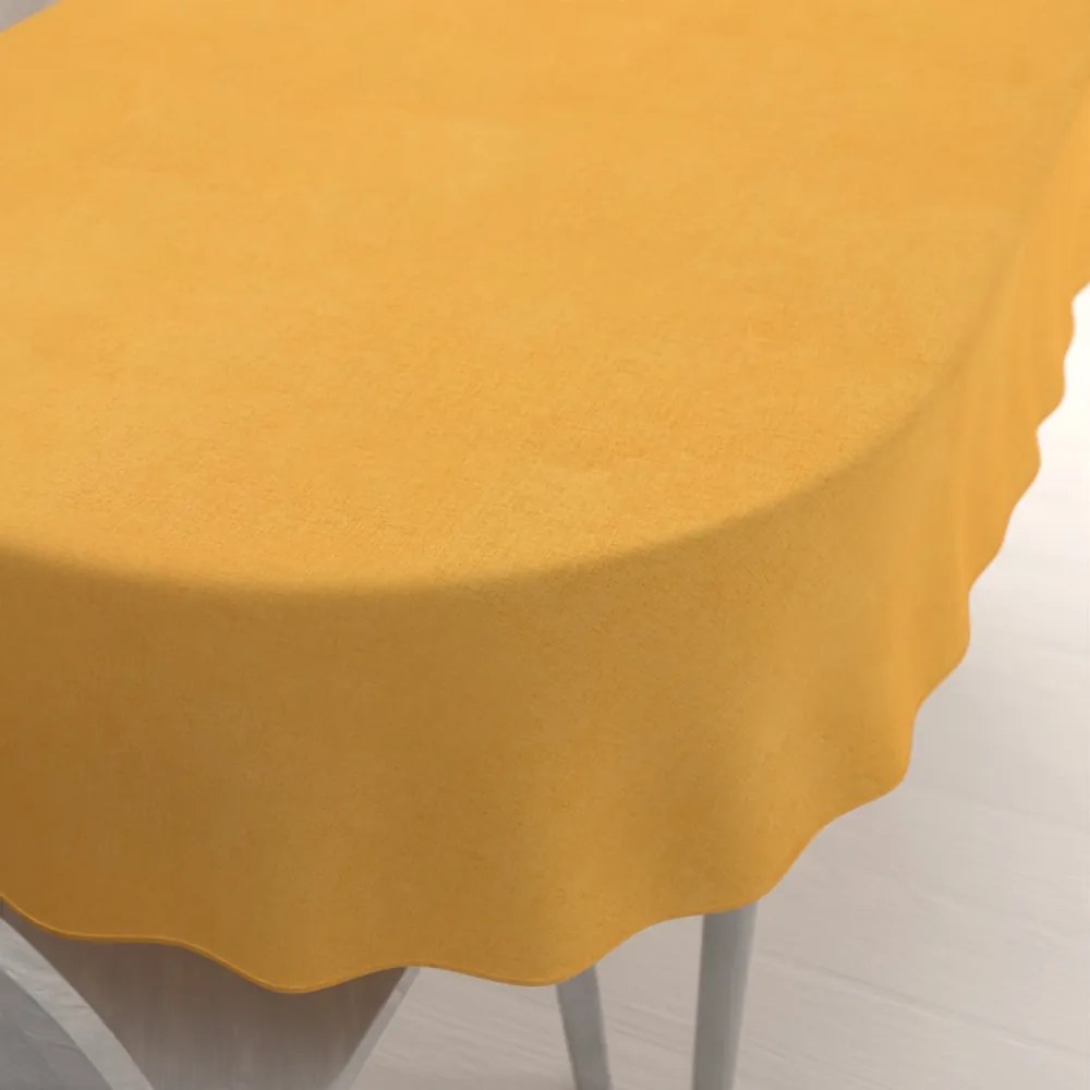 Biante Dekoračný oválny obrus BKW-211 Horčicový žíhaný 130x220 cm