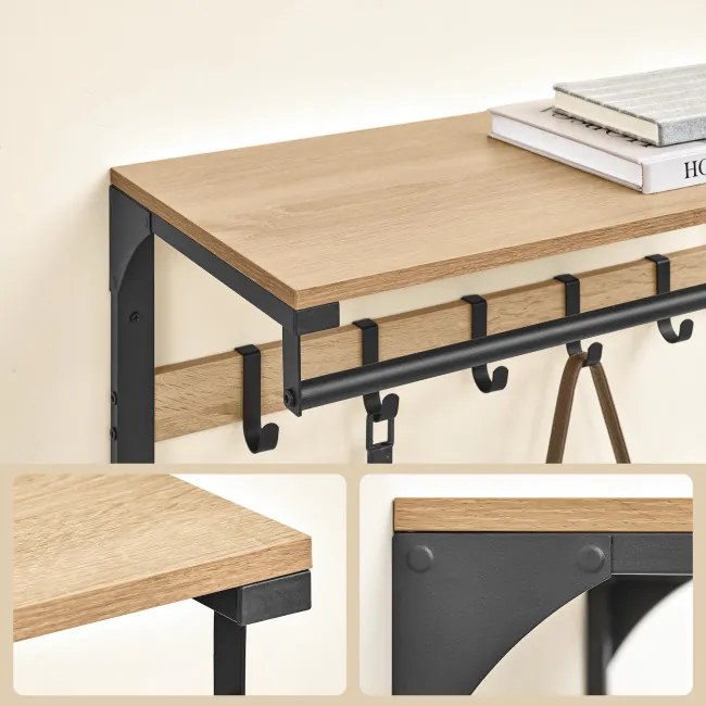 Nástenný vešiak s poličkou OSKAR LCR101B11 čierny / hnedý