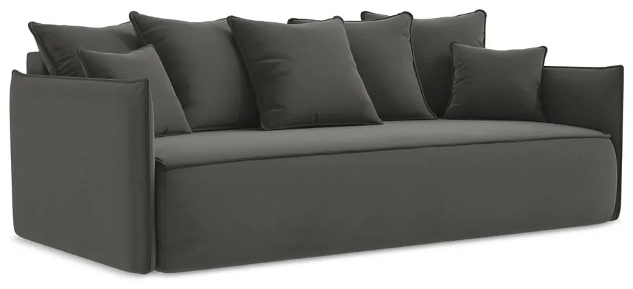 Tmavosivá zamatová rozkladacia/s úložným priestorom pohovka 225 cm Hula – Makamii
