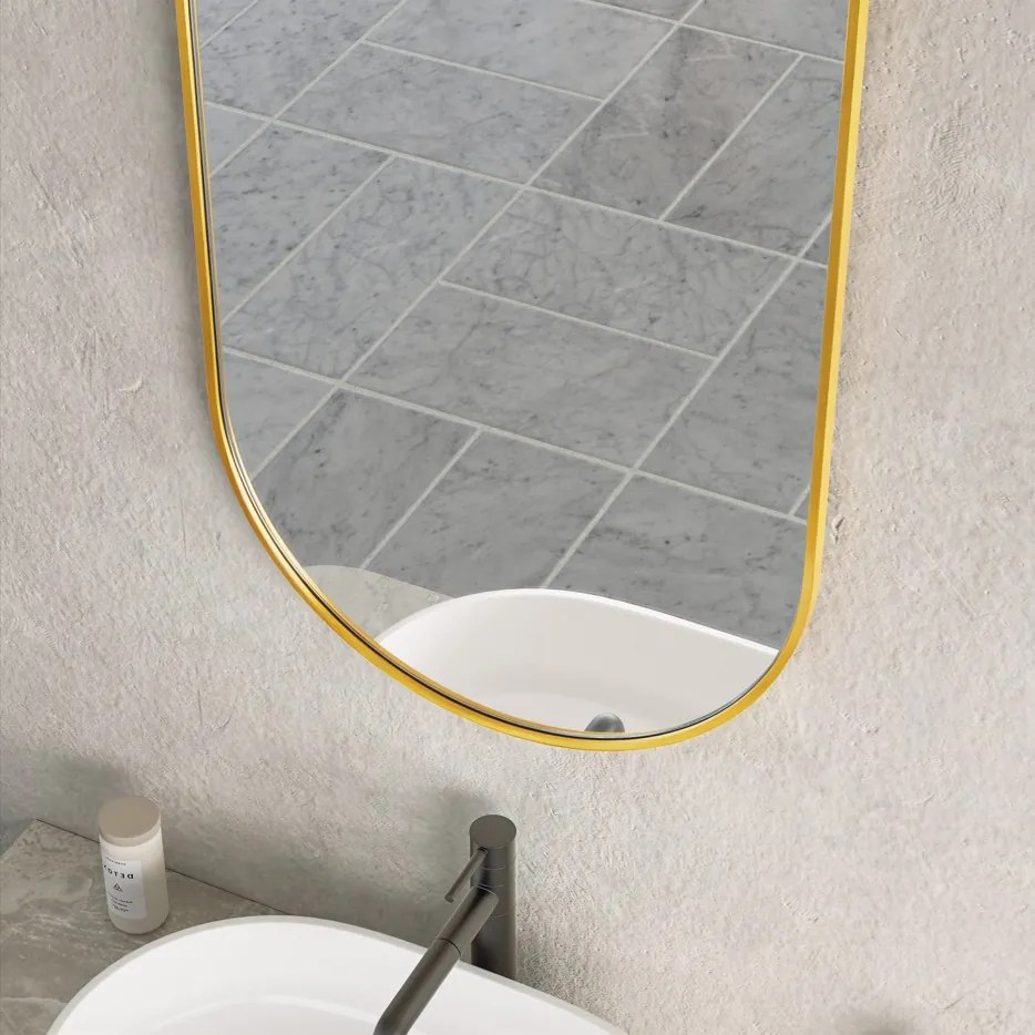 Erga Oval, oválne zrkadlo 50x100cm, zlatý rám, ERG-V01-OVAL-5010-GD