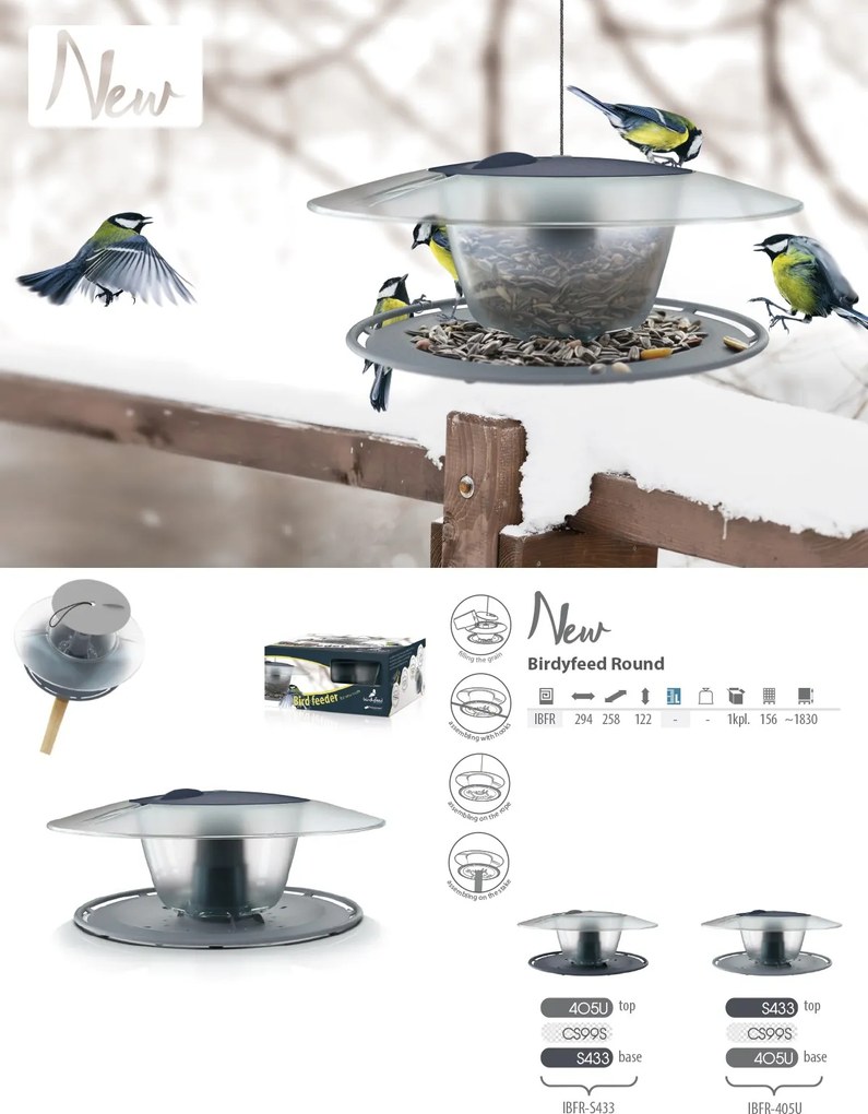 Kŕmidlo pre vtáčiky Birdie 29,4 cm antracit