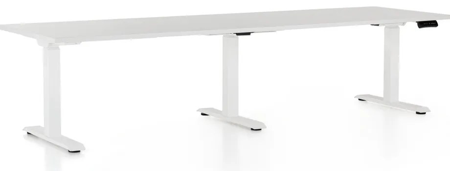 Výškovo nastaviteľný stôl OfficeTech Long, 260 x 80 cm, biela podnož, biela