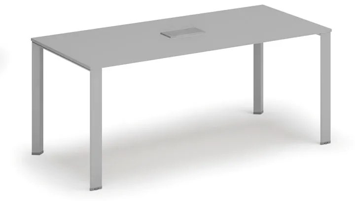 Stôl PRIMO INFINITY 1800 x 900 x 750, sivá + stolová zásuvka TYP IV, strieborná
