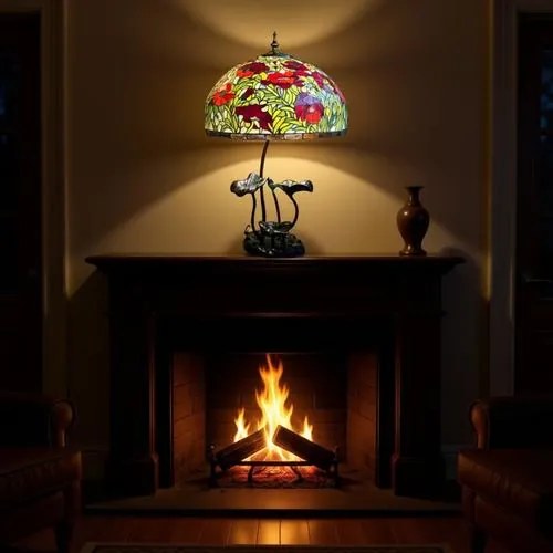 Lampa do obývačky Tiffany kovový stojan Folioles POPPY Ø50*63