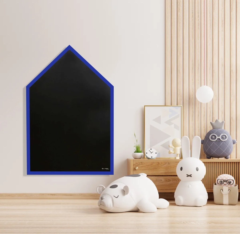 Toptabule.sk  Kriedová tabuľa Domček v prírodnom drevenom ráme + 7 farieb rámu