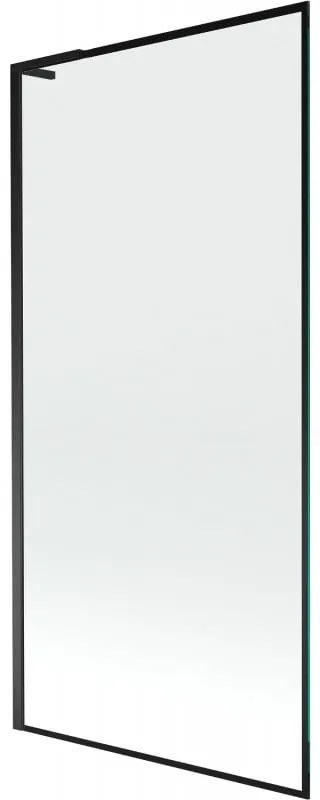 Mexen Next L, 1-krídlová vaňová zástena 90 x 150 cm, 6mm číre sklo-čierny vzor, čierny profil, 895-090-000-03-70-70