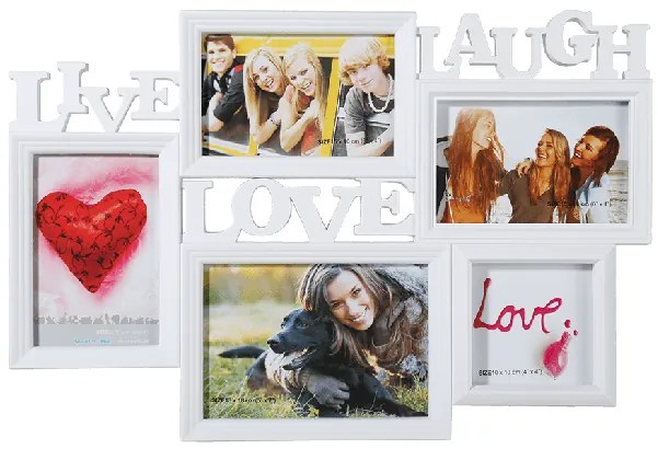 Biely fotorámik Live Laugh Love, 46x32cm RD9999
