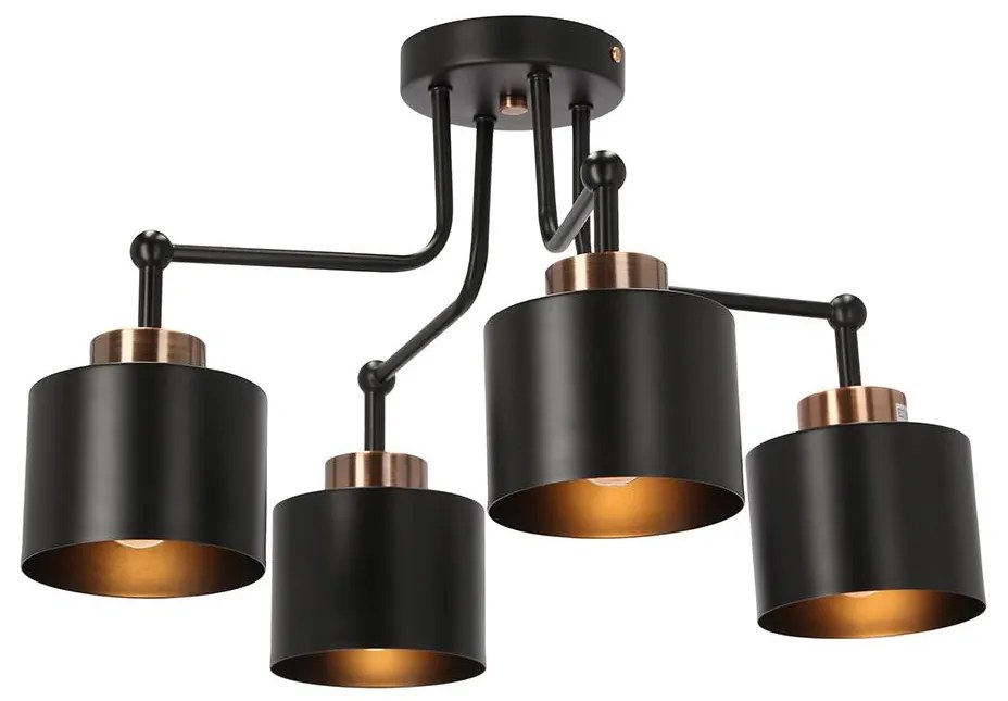 Prisadený luster OLENA 4xE27/60W/230V čierna