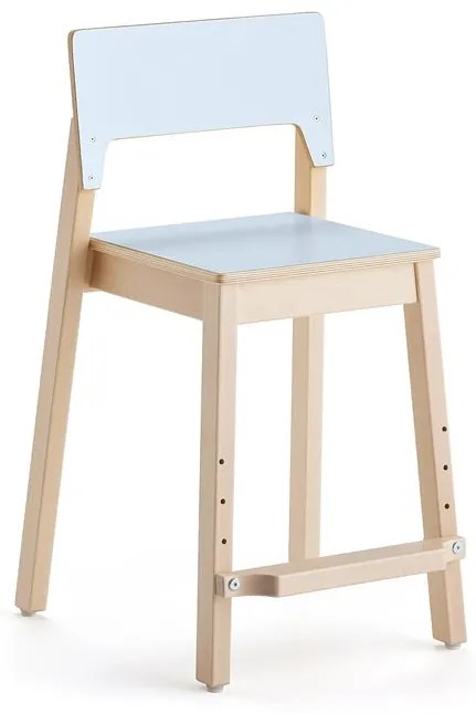 Vysoká stolička LOVE, výška 500 mm, breza, laminát - modrá