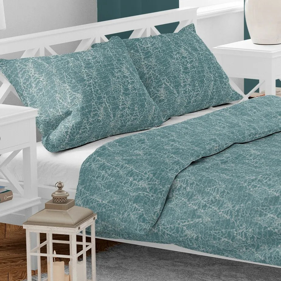 Vianočné bavlnené obliečky Zimný les, 140 x 200 cm, 70 x 90 cm