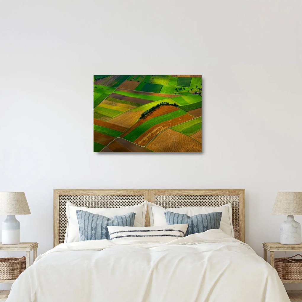 Sklenený obraz - Polia, lúky (70x50 cm)