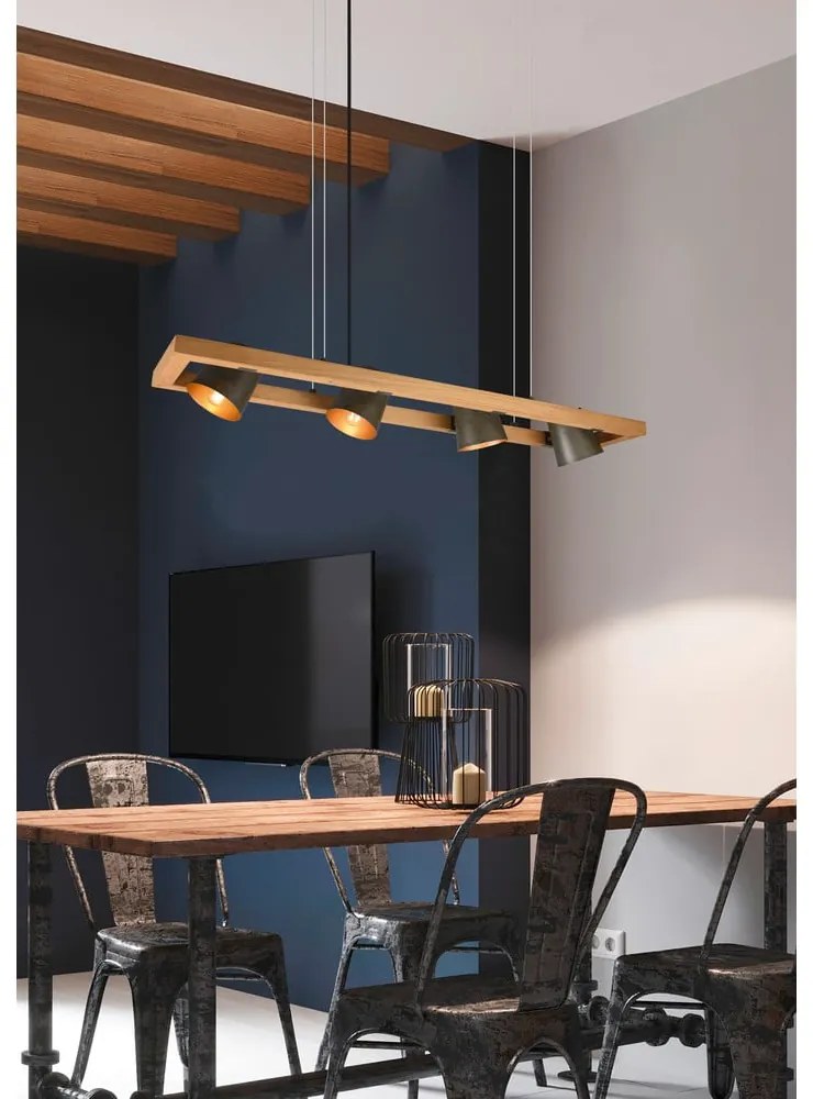 Závesné svietidlo v sivo-prírodnej farbe Bell – Trio