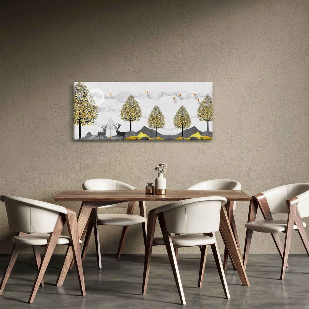 Obraz maľovaných jeleňov (120x50 cm)