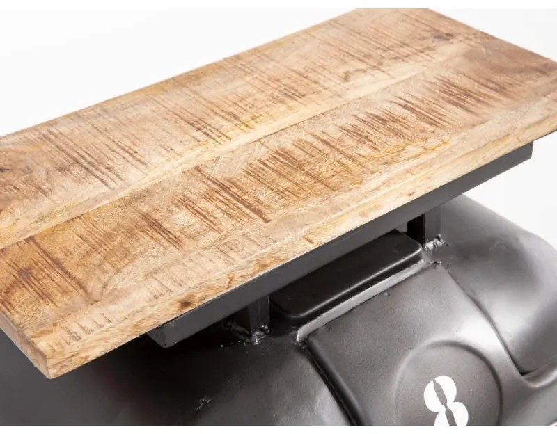furniture-nabytek.cz - Masívny barový jedálenský stôl Traktor z kovu a dreva, lakovaný, šedý – 90×38×100 cm
