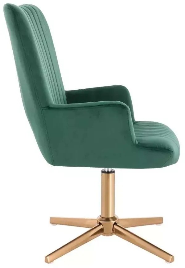 LuxuryForm DESIGN Kreslo AMADEO VELUR na zlatom kríži - zelené