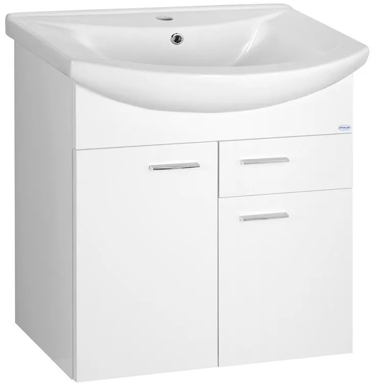 Aqualine Aqualine, ZOJA umývadlová skrinka 61,5x74x32cm, 2x dvierka, 1x zásuvka, biela, 51065A