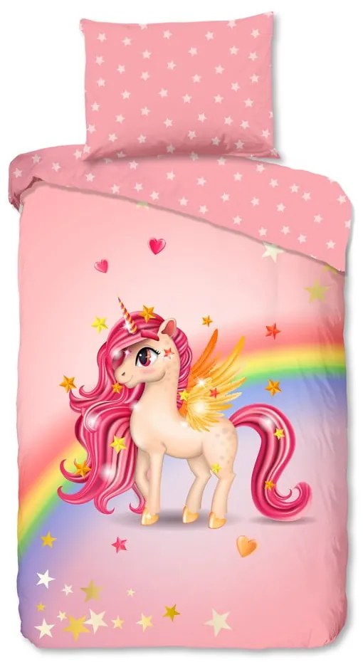 Ružové bavlnené detské obliečky na jednolôžko 140x200 cm Little – Good Morning