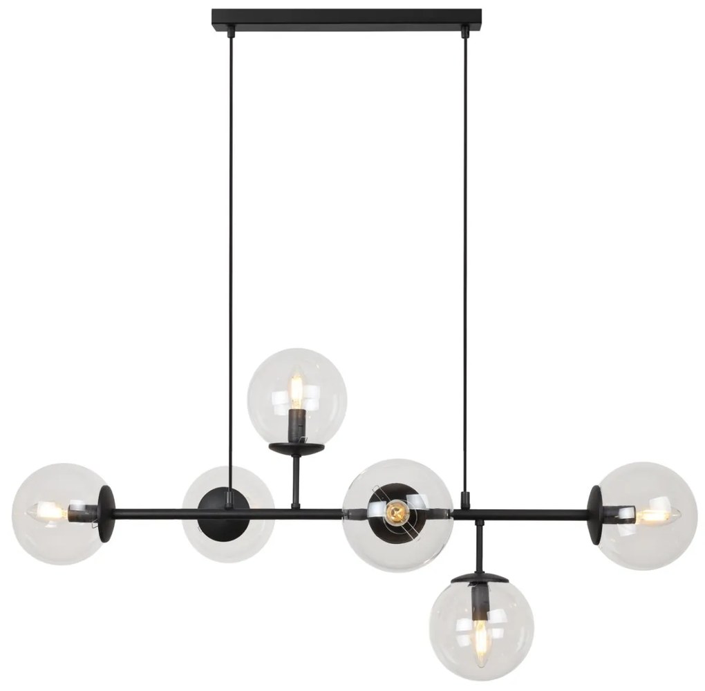 Závesné svietidlo Paris, 6x číre sklenené tienidlo, B