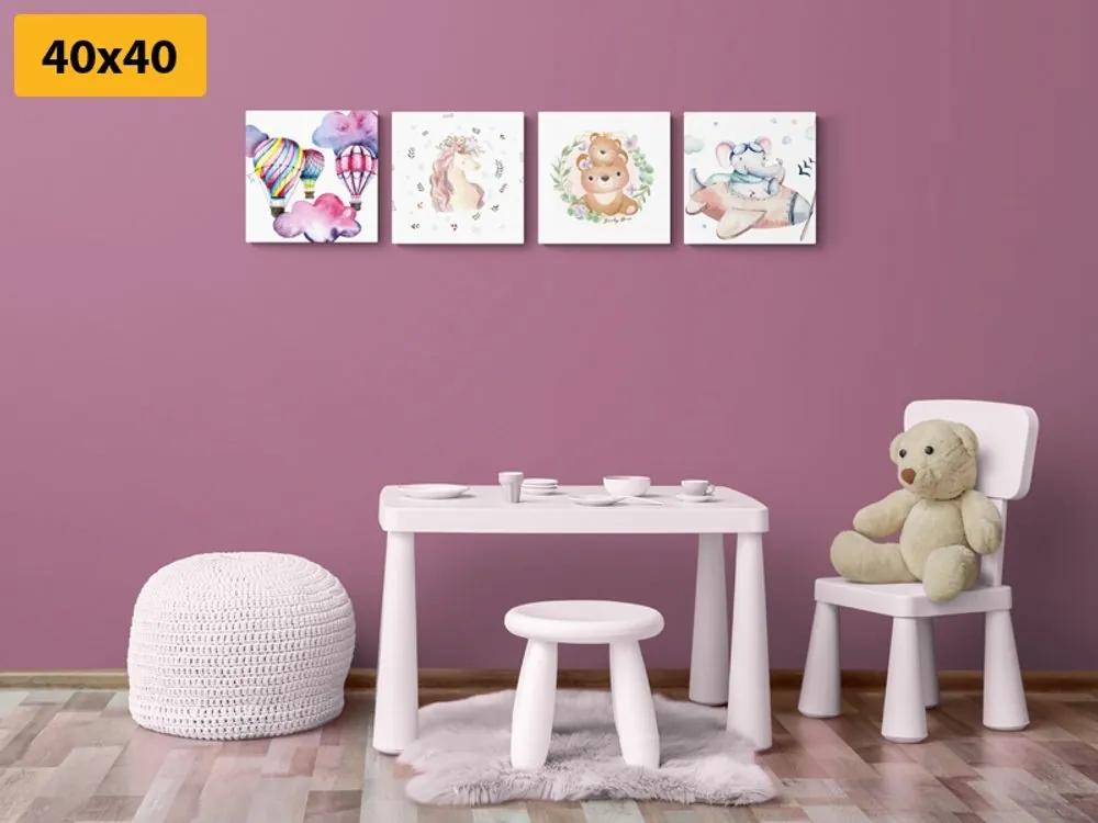 Set obrazov pre deti v jemných farbách - 4x 40x40