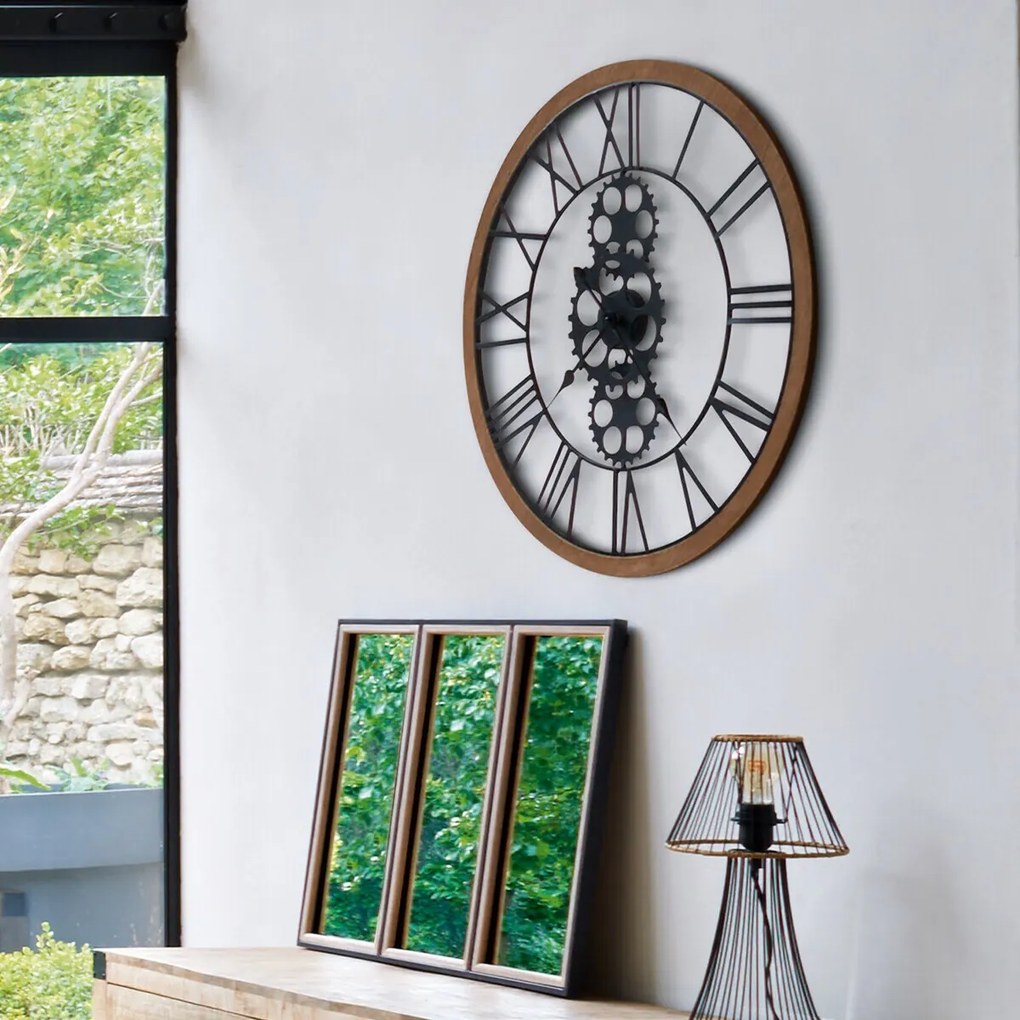 Nástenné hodiny Morgan, čierna/hnedá