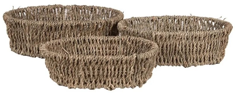 3ks pletený oválny košík z morskej trávy - 27*22*8 / 24*18*7 / 21*16*6 cm