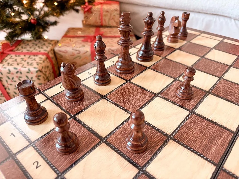 ČistéDrevo Drevené šachy 3 v 1 - 39 x 39 cm