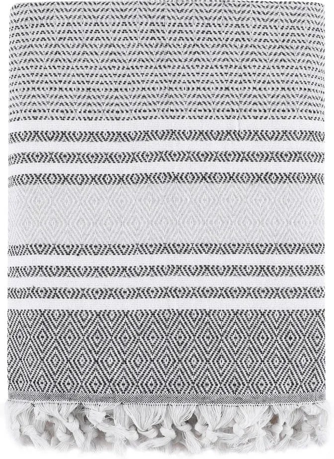 Sivá bavlnená prikrývka cez posteľ Galina Grey White, 200 x 240 cm