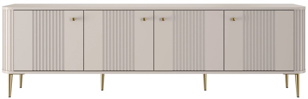 TV stolík Vespera 4D 187 cm - kašmírová / zlaté nožičky
