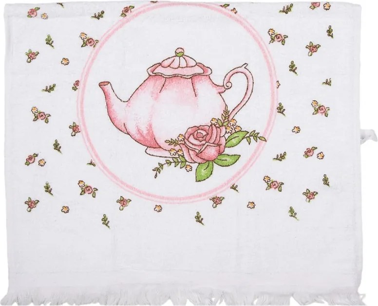 Guest Towel 40x66 Cm White Cotton Roses - Interior Styles