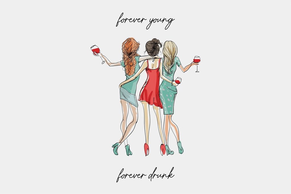 Obraz - Forever young, forever drunk (90x60 cm)