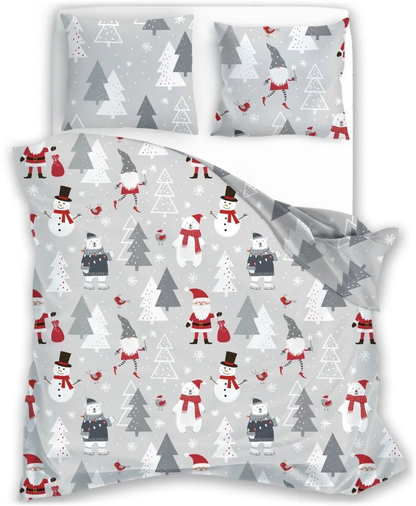 Vianočné bavlnené posteľné obliečky – motív Priatelia zo severného pólu - 100% bavlna - 70 x 90 cm + 140 x 200 cm