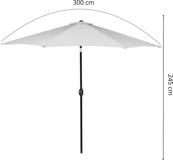 SPRINGOS Záhradný naklápací slnečník GU0034 - 300 cm svetlosivý