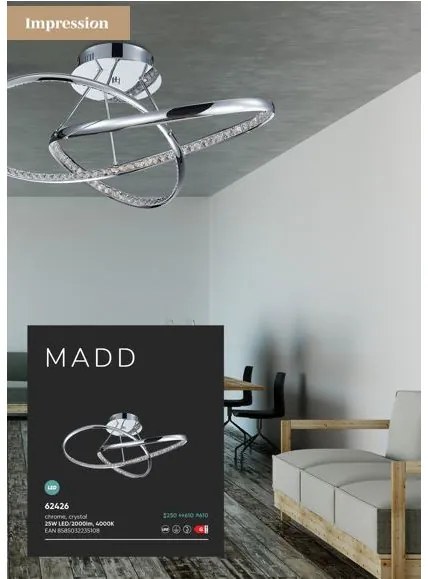 Dizajn krištáľ stropné svietidlo LUXERA 62426 MADD