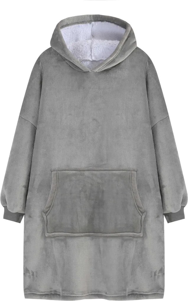 Deka s rukávmi HOODIE sivá