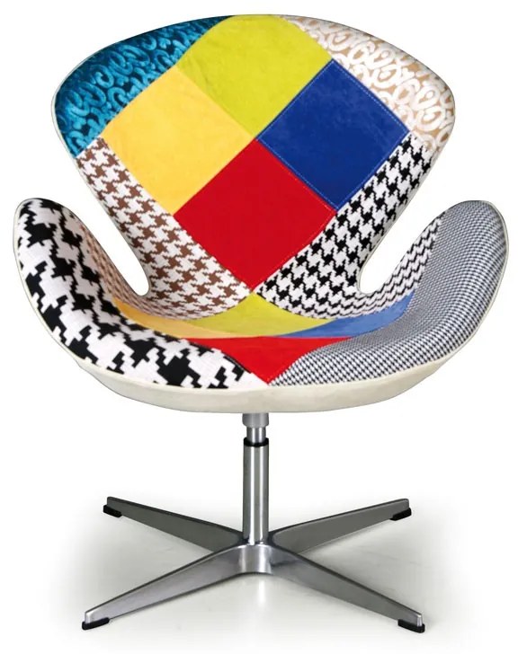 Otočné patchwork kreslo WING